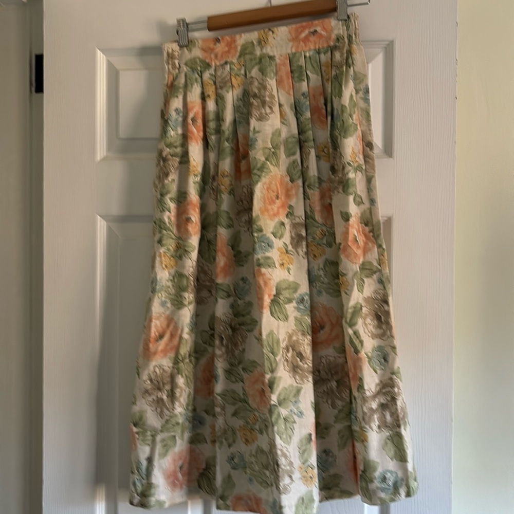 Vintage floral linen skirt-12